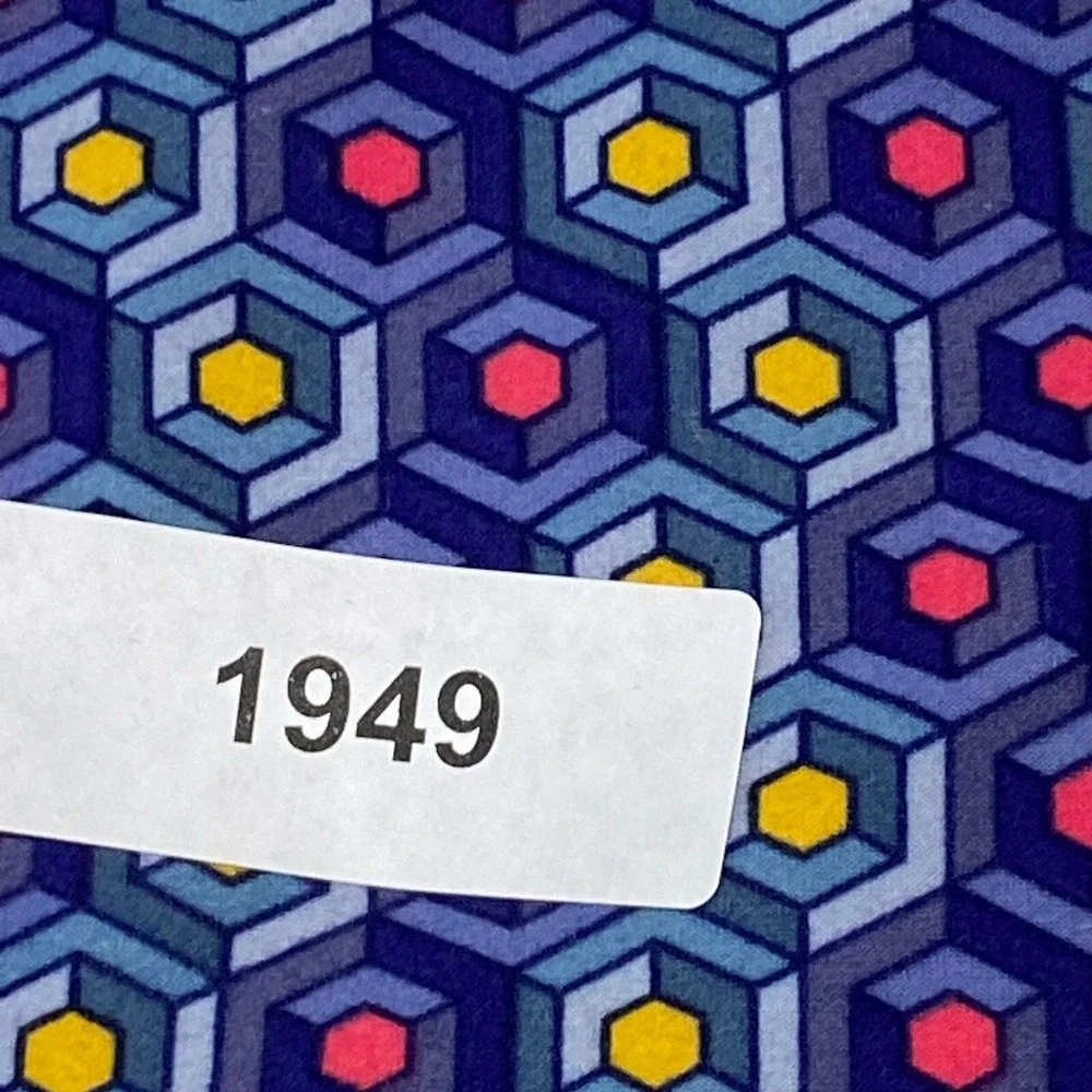 LuLaRoe Tween Kids Geometric Hexagon Leggings Blue Yellow Pink  Mod Slim Fit